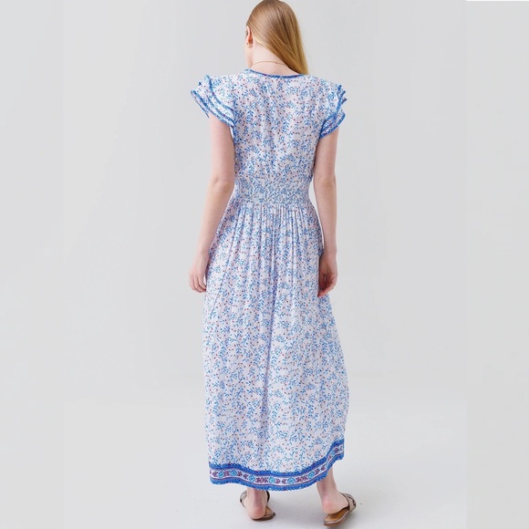 Poupette St Barth Women's Della Midi Dress Size Small S Blue Cerise - Picture 7 of 10